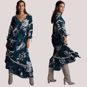 ANTHROPOLOGIE Lace Floral Maxi Dress S